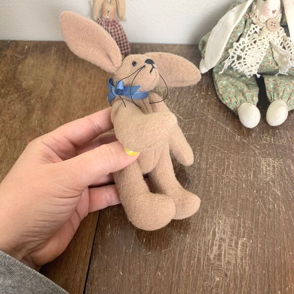 Bundle of 3 Spring Easter Bunny Rabbit Stuffed Felt Ceramic primitive decor - Picture 3 of 6